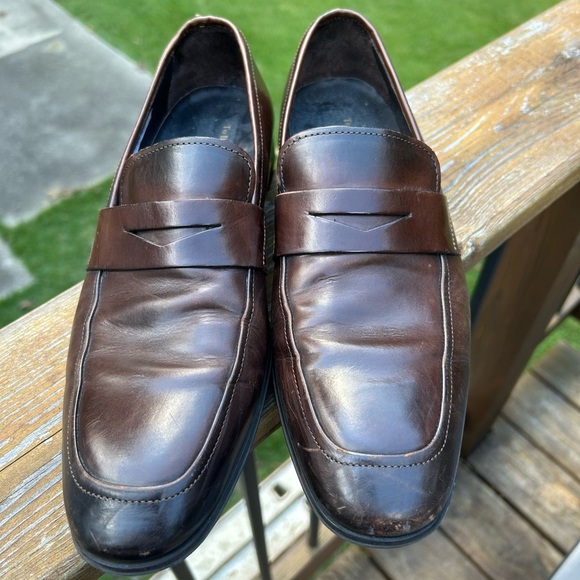 To Boot New York Adam Derrick Tesoro penny loafers in dark brown leather - Picture 2 of 8